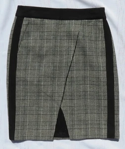 J Crew US Women’s 8 M Black White Plaid Wool Pencil Skirt Work Career Pockets - Picture 1 of 5