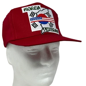 Vintage Korea Veteran Hat Cap Red 80s Korean War Military K-Products Snapback - Picture 1 of 10