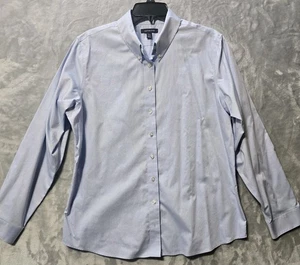 Robe chemise boutonnée Lands End haut chemisier femme L 14-16 bleu travail décontracté - Photo 1/7
