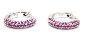Sterling Silver Ruby Huggie Earring (925) - Picture 1 of 3