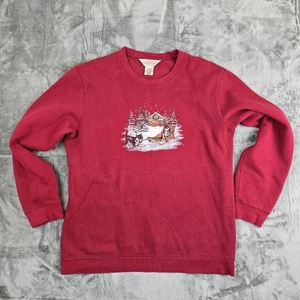 Vintage Northern Reflections 90s Animal Print Sweatshirt Mens Size Small Maroon - Picture 1 of 7