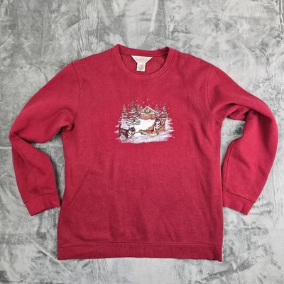 Vintage Northern Reflections 90s Animal Print Sweatshirt Mens Size Small Maroon - Image 1 of 4