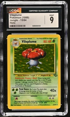 CGC 9 MINT Vileplume 1999 Jungle 15/64 Holo Pokemon Card - Image 1 of 2