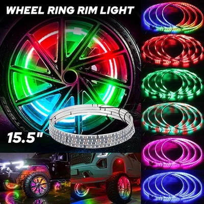 4x 15.5" LED Wheel Ring Rim Lights RGB Color Chasing Turn Signal IP68 Bluetooth - Image 1 of 4