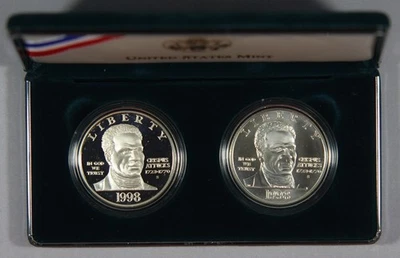 1998 Black Revolutionary War Patriots Silver 2 Coin Set Proof & Uncirculated - Image 1 of 4