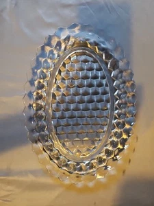 Fostoria American Clear Glass 12" x 9" Oval Platter Sawtooth Edge Cubist Cube - Picture 1 of 5