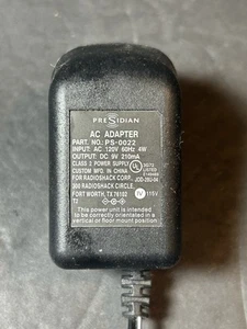 Cable de alimentación adaptador de CA Presidian PS-0022 9V - Imagen 1 de 3