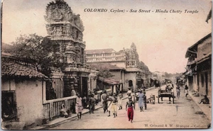 Ceylon Sri Lanka Sea Street Hindu Chetty Temple Colombo Postcard B270 - Picture 1 of 2