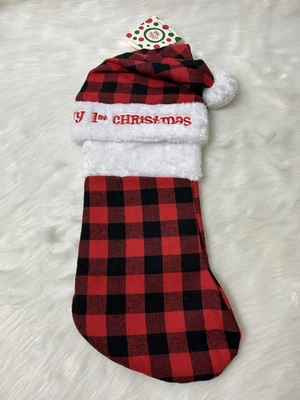 Conjunto de chapéu e meia de inverno Little Me My First Christmas Santa 0 a 12 meses novo com etiquetas - Imagem 1 de 4