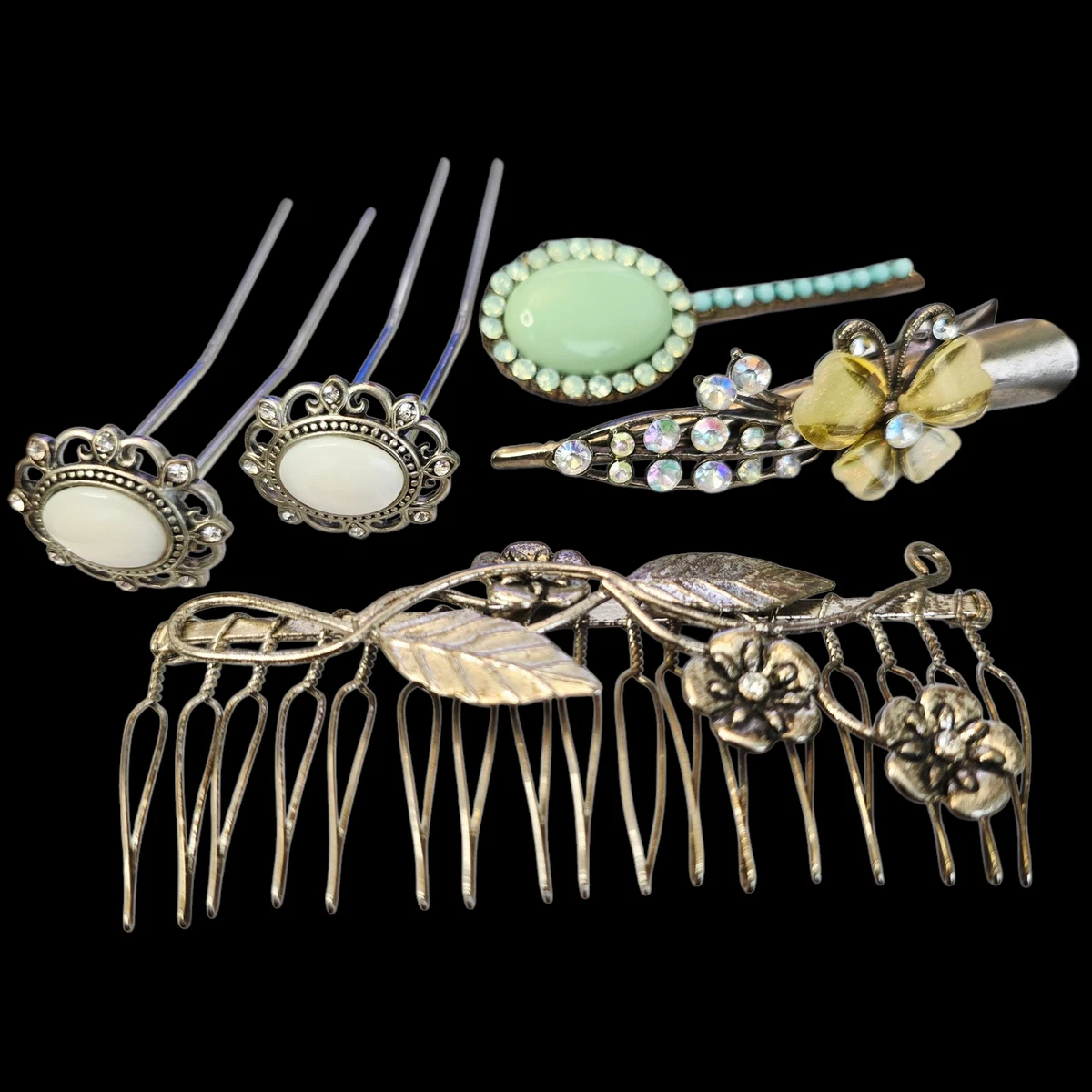 290 Pcs Antique Silver Jewelry Charms - Hair Comb Craft Findings Bulk