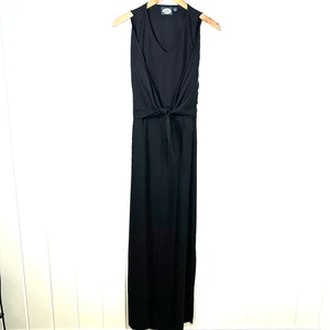 Tommy Bahama Kleid Größe 10 schwarz 100 % Seide Kleid vorne zum Binden lange Länge Resort - Bild 1 von 6