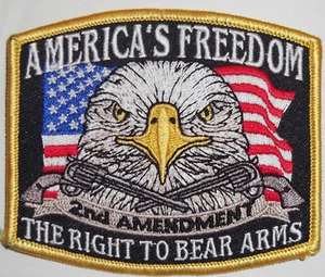 2ND AMENDMENT PATCH - AMERICA'S FREEDOM - USA FLAG - EAGLE - GUNS - KEEP & BEAR - Picture 1 of 1
