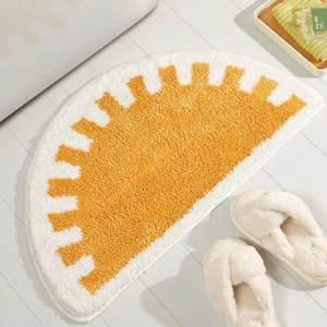 Bathroom Rugs Sun Bath Mat Half Circle Cute Sunrise Bath Mat Soft and Fluffy ... - Picture 1 of 8