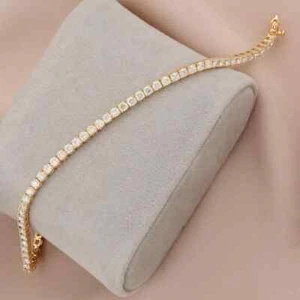 5Ct Round Cut Lab Created Diamond Women's Tennis Bracelet 14k Yellow Gold Plated - Picture 1 of 6