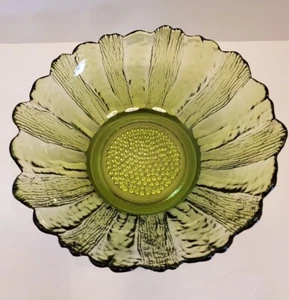 Vintage Indiana Glass Green Sunflower Bowl - Foto 1 di 6