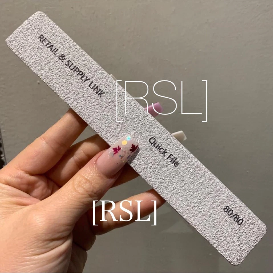 Square Nail File [RSL] Zebra grit 80/80 QUICK FILE pack of 5 Acrylic UK SELLER - Image 1 of 1