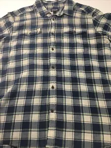 PATAGONIA Mens Short Sleeve Worn Wear Lg Shirt Organic Cotton Blue Plaid C0960 - Picture 1 of 9