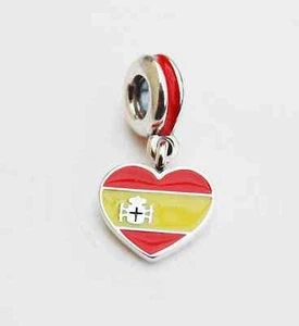 LIMITED EDITION New Genuine Pandora Spain Flag Heart Dangle Charm 791550ENMX - Picture 1 of 3