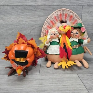 Annalee Thanksgiving Doll Lot 2006 Let's Talk Turkey and 2005 Tom Turkey - Picture 1 of 14