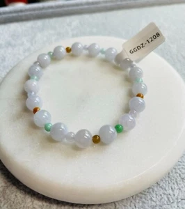 Semi-Icy Lavender Jade Beads Bracelet Jadeite Beads Stretchy Bracelet - Picture 1 of 11