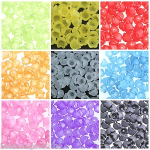 50 LUCITE ACRYLIC FROSTED BELL CUP FLOWER BEADS 10mm Bead Caps Beading Crafts UK - Picture 1 of 27
