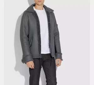 Chaqueta de bombardero Coach para hombre de cuero de piel de oveja de cordero a presión negra 46 S Turquía - Imagen 1 de 24