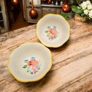 The Pioneer Woman Spring Bouquet Servier-/Müslischale 6,75" türkis Blumen 2er Set - Bild 1 von 5