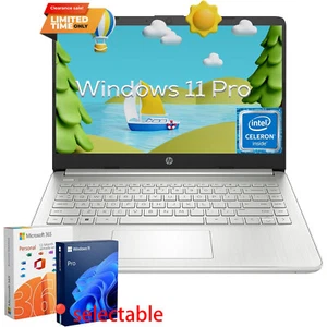 HP Ultra-Thin 14"HD Laptop,Intel Celeron N4120,UpTo 16GB,384GB 1-Year 365 - Picture 1 of 12