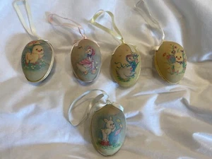 Vintage Easter Egg Decor Plastic Kitschy Easter Egg Ornaments Taiwan Lot Of 5 - Picture 1 of 11