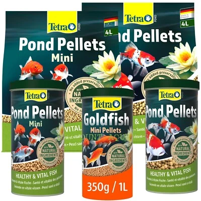 TETRA POND PELLETS MINI MEDIUM 1L 4L FISH FOOD HEALTH COLOUR GOLDFISH KOI