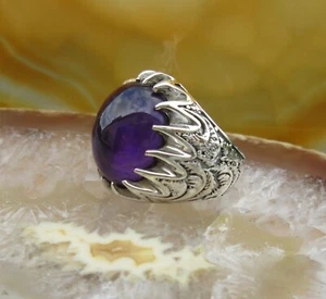 ♞Anello Occhio Di Lilla Ametista Argento Sterling 925 TG 19,1 - Foto 1 di 12