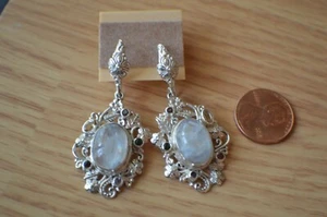 15.00ct Kuisa Rainbow Moonstone / Multi Gemstone Earrings ~ Fine Sterling Silver - Picture 1 of 9