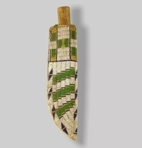Sioux Stamm Indianer Indianer Perlen Messerscheide Wildleder Lederbezug SU04 - Bild 1 von 3