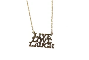 14k yellow gold Live Love Laugh charm pendant chain necklace 3.0g 32" - Picture 1 of 22