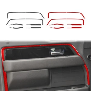 8Pcs Red Carbon Fiber Front Door Panel Frame Trim For Ford F150 Raptor 2009-2014 - Picture 1 of 18