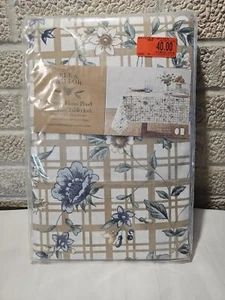 Bee & Willow Cottage Floral Plaid Laminate Tablecloth 60x102in Oval Oblong - Picture 1 of 5