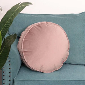 Round Cushion Cover Solid Velvet Pillow Case Sofa Living Room Car Pillow - Picture 1 of 23