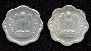 Two India 1957 2 Naye Paise Coins KM#11 Republic Period Kolkata & Mumbai Mints - Picture 1 of 2