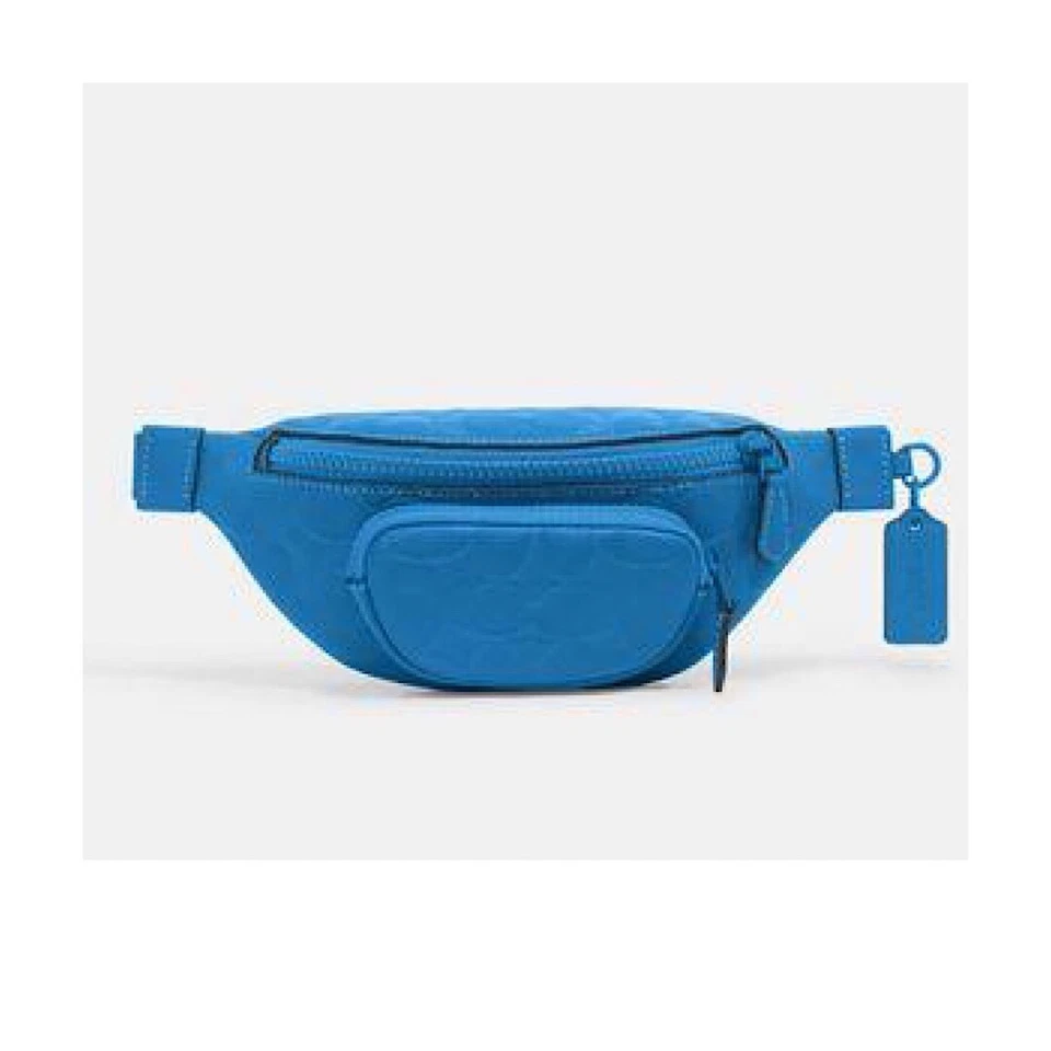 COACH CH073 Signature Leather Sprint Belt Bag/Blue Jay