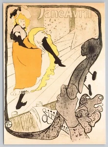 Litografía de Jane Avril 1893 por Henri de Toulouse-Lautrec arte postal - Imagen 1 de 2