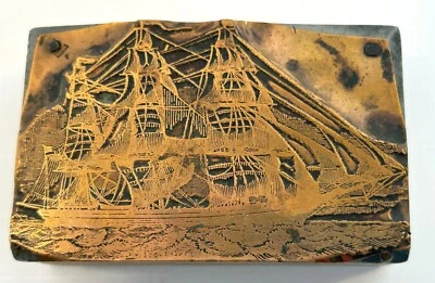 Yankee Clipper Ship Antique Letterpress Printers Block – Metal Die Typeset Stamp - Image 1 of 4