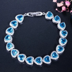 Elegant Heart-Shaped 18.52 TCW Topaz ,Emerald ,Sapphire & Ruby Tennis Bracelet - Picture 1 of 10