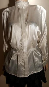TESS VINTAGE LIQUID SATIN SHIRT TOP DRESS SUIT BLOUSE 8 M WET LOOK  private sale - Picture 1 of 6