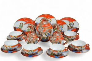 Altes Porzellan Tee Service aus China mit Plastischen Drachen - 6 Personen - Bild 1 von 12