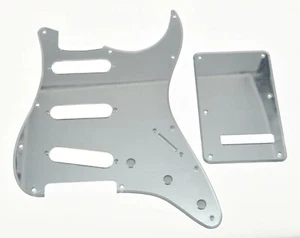 NEW PICKGUARD + Backplate  STRATOCASTER SSS mirror silver -PVC- guitare strat - Foto 1 di 6