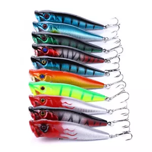 10 Stück 9cm/12g Popper Fischköder Angeln Köder Haken Forelle Wobbler Crankbait - Bild 1 von 12