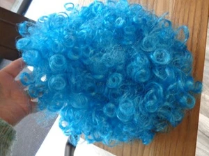 NEW BLUE 80s CURLY AFRO WIG PARTY CLOWN FUNKY DISCO FANCY DRESS STAG HEN DO - Picture 1 of 8