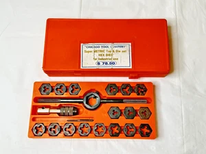De colección Chicago Tool Company 20 Piezas Super Matric Tap & Die Set HEX DIES Indus. Uso - Imagen 1 de 3