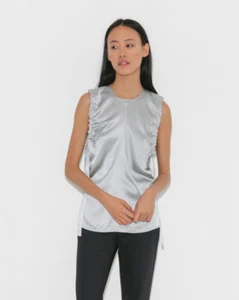 NWT Helmut Lang Silk Ruched Armhole Top Tank XS $320 - Picture 1 of 3