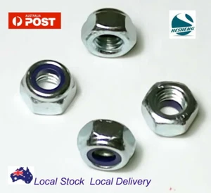 M3 M4 M5 M6 M8 Zinc Plated ZP Steel Hex Nyloc Nut Nylon Insert Lock Nuts - Picture 1 of 1